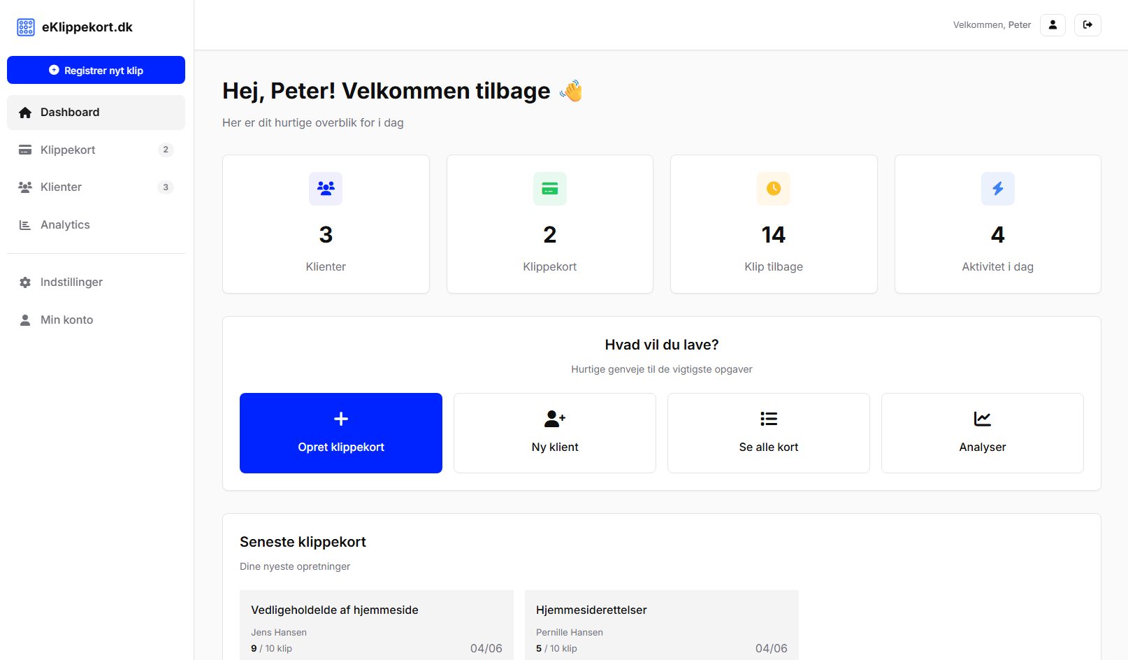 Dashboard oversigt